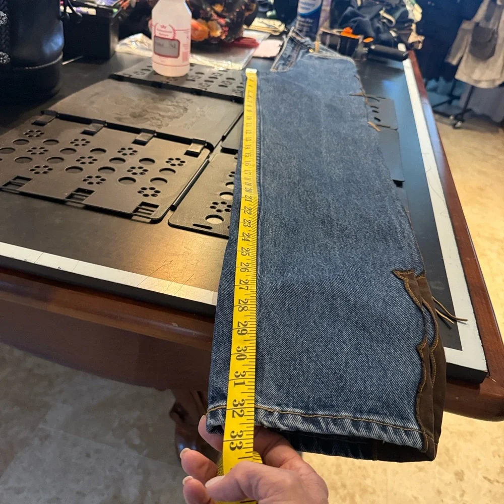 VINTAGE LAWMAN WOMENS JEANS WITH FAUX LEATHER DETAIL - Picture 7 of 14